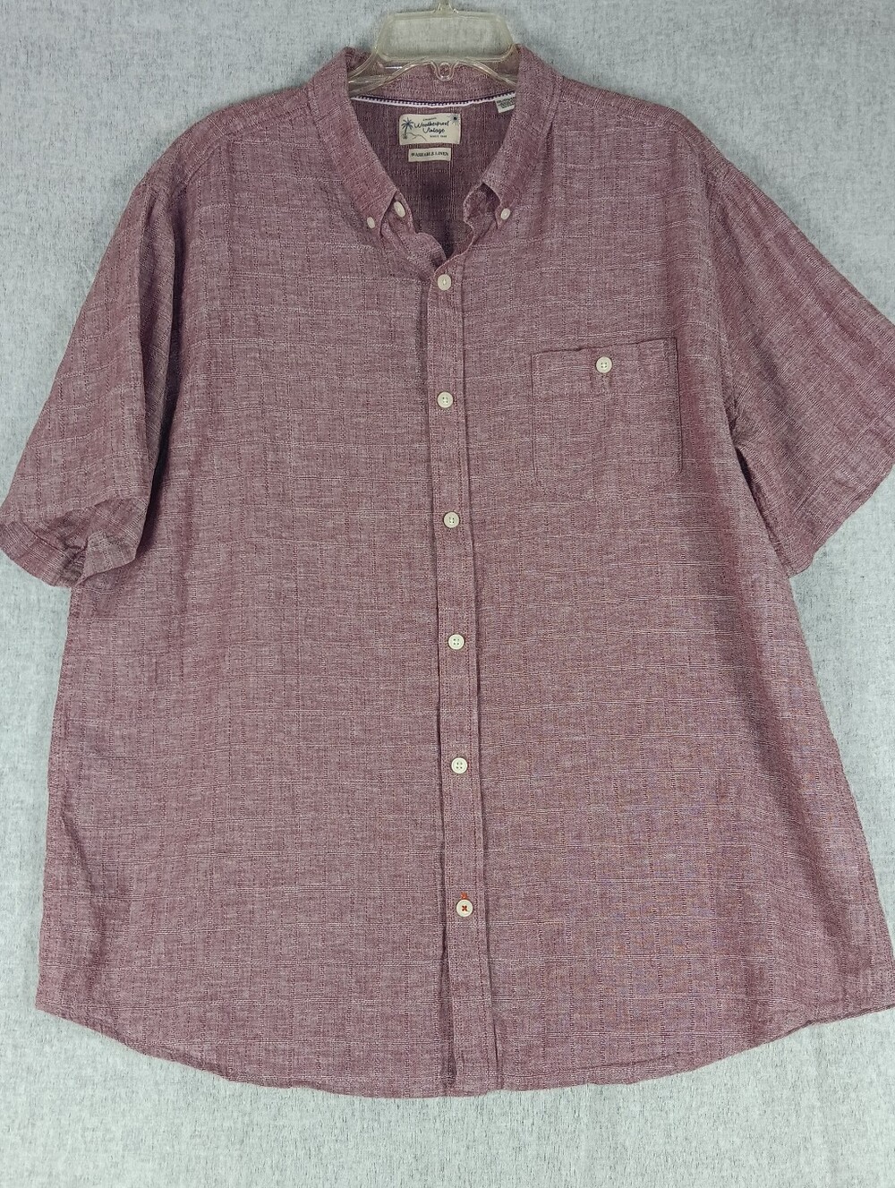 Weatherproof Vintage Man's Shirt Short Sleeve Button Front Linen blend SizeXXL